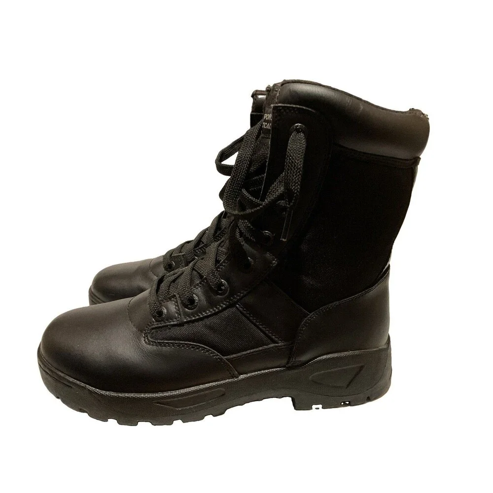 Response Gear Tactical Boots Men's Combat Work Lace Zip Black Leather Size US 10